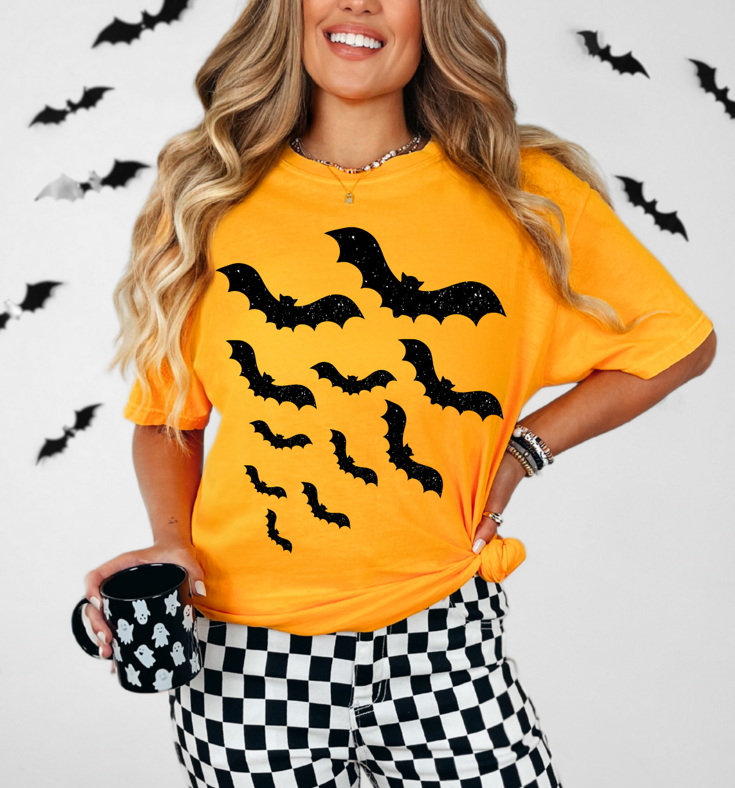 Bright orange Comfort colors Halloween graphic T-shirt