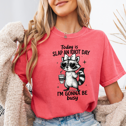 Funny raccoon slap day Comfort Colors Watermelon Graphic T-shirt