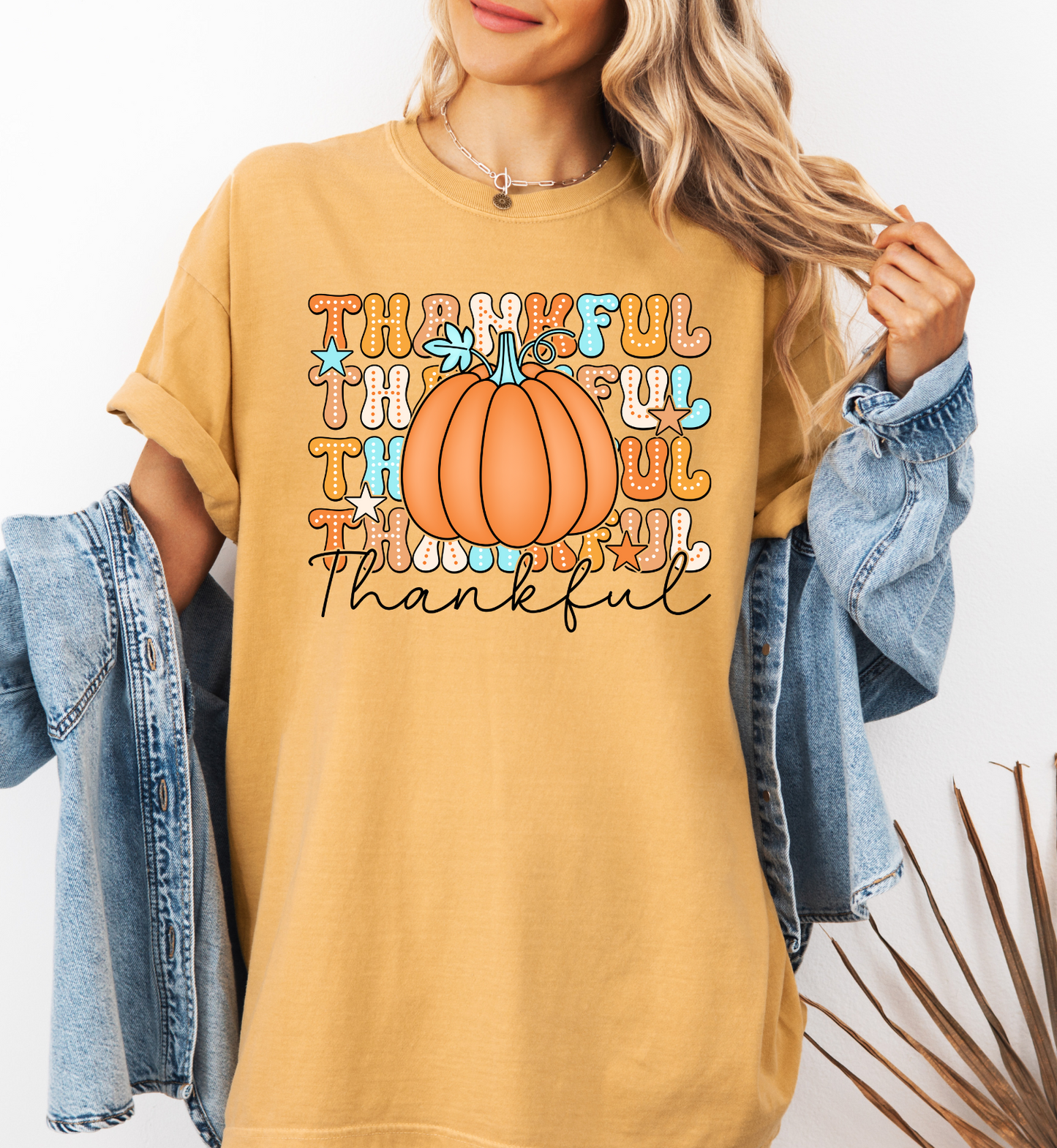 Thankful Comfort Colors mustard graphic T-shirt