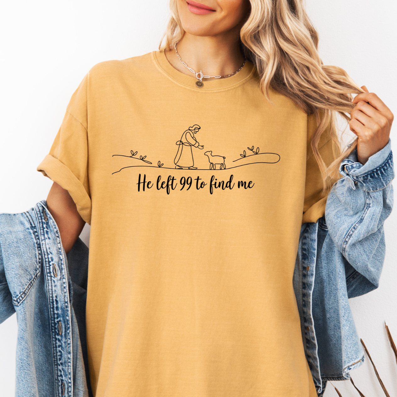 Comfort Colors Mustard He left 99 to find me graphic T-shirt