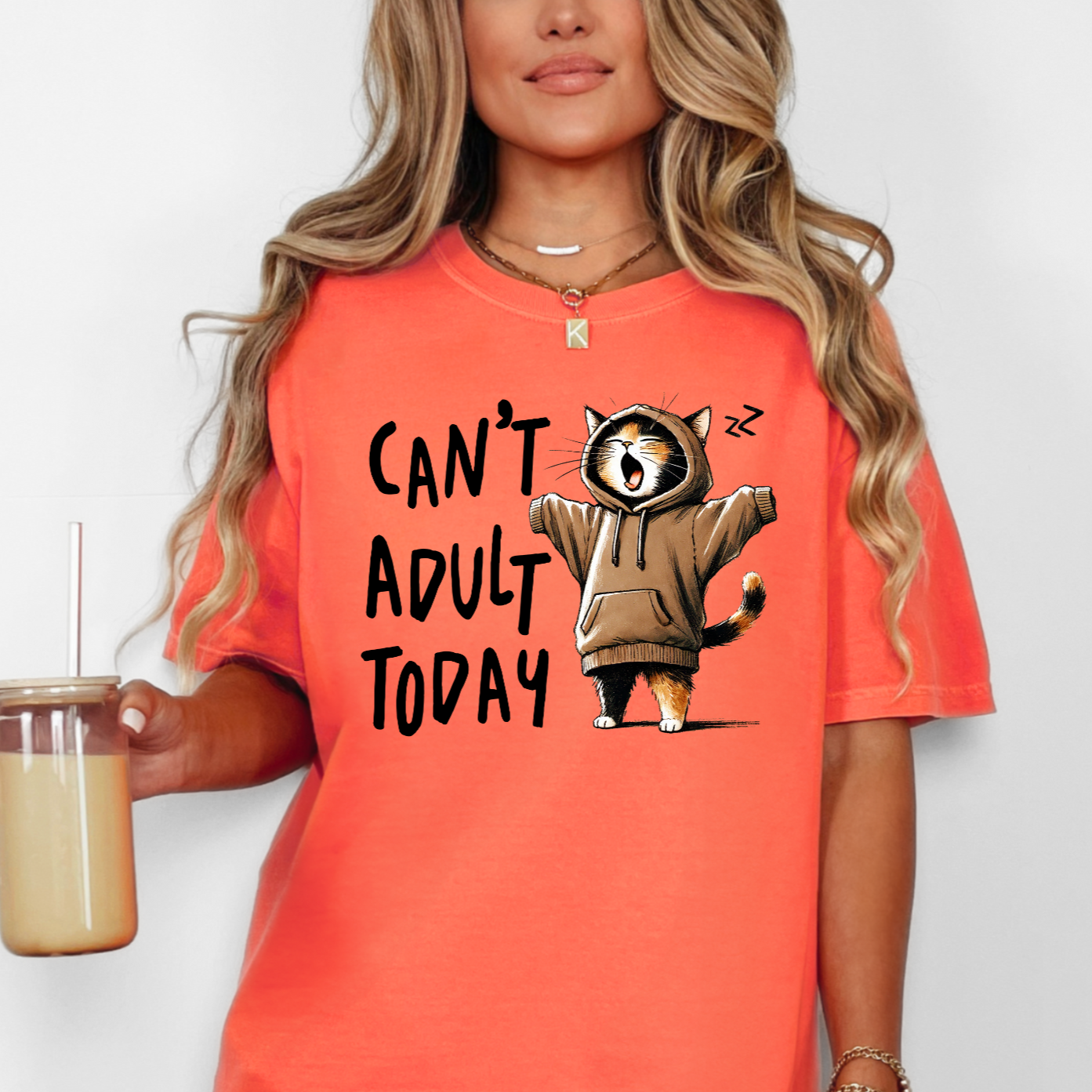 Funny cat Comfort Colors bright salmon graphic T-shirt