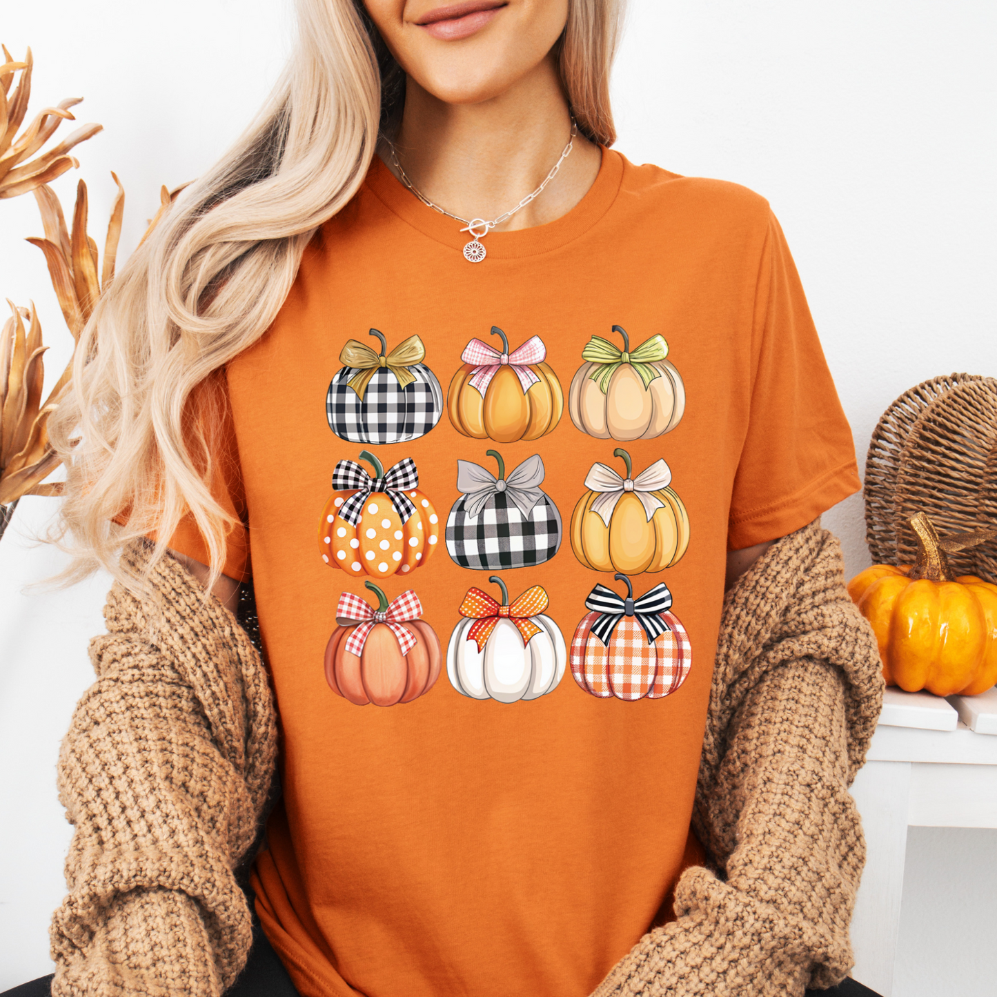 Burnt Orange pumpkins Comfort Color fall Graphic T-shirt