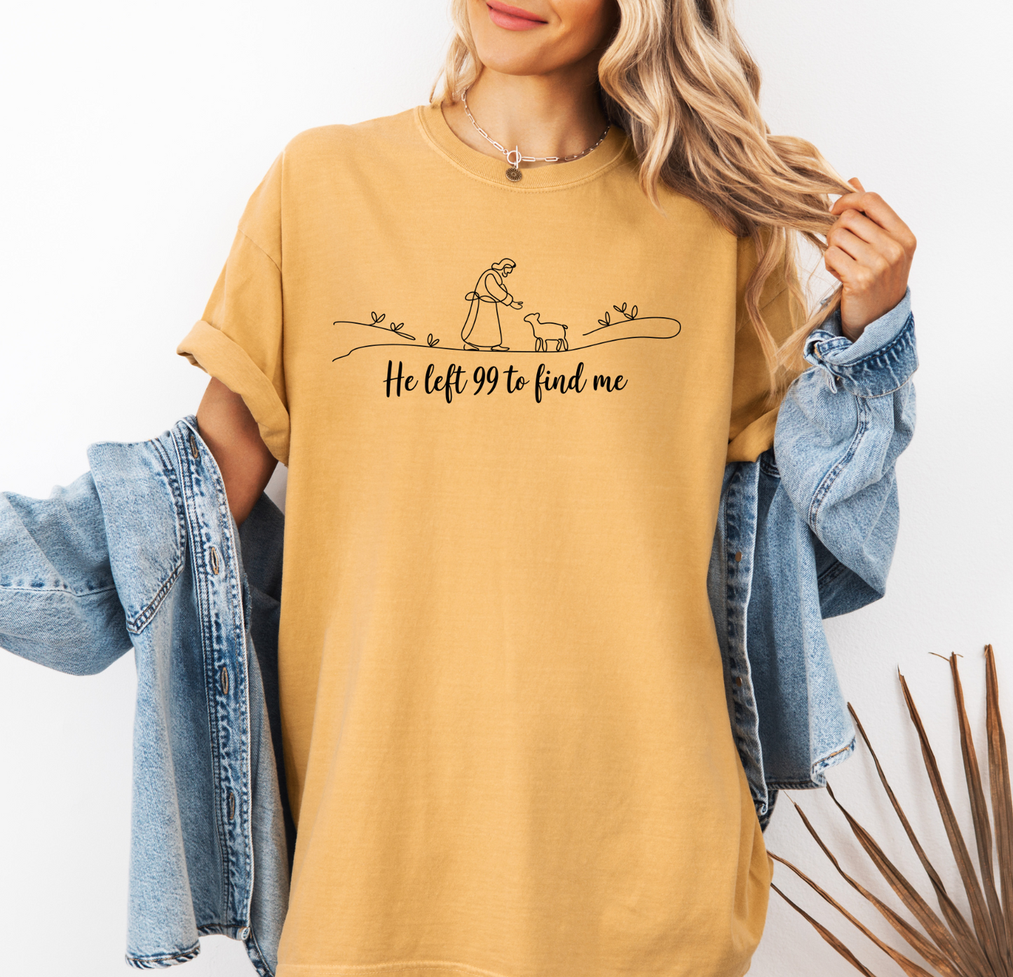 Comfort Colors Mustard He left 99 to find me graphic T-shirt