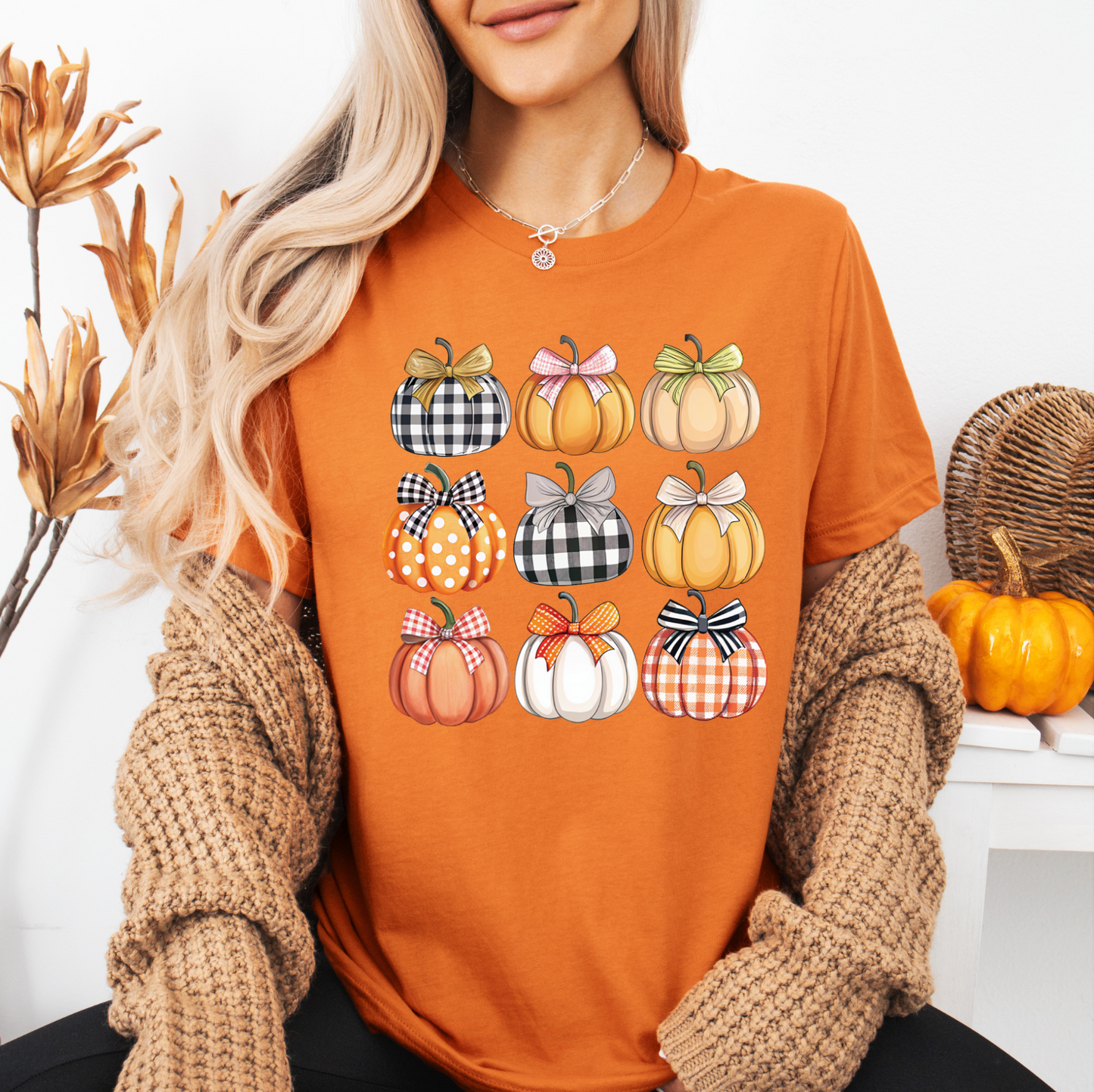 Burnt Orange pumpkins Comfort Color fall Graphic T-shirt