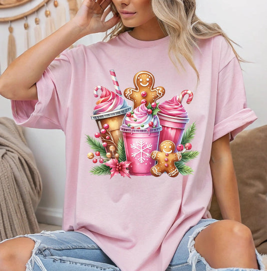 Gildan Light pink Christmas graphic T-shirt