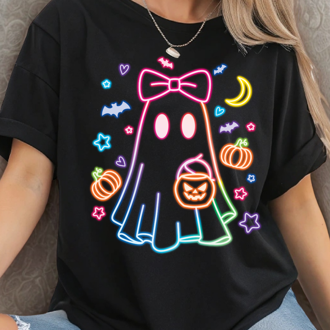 Gildan black Ghost graphic T-shirt