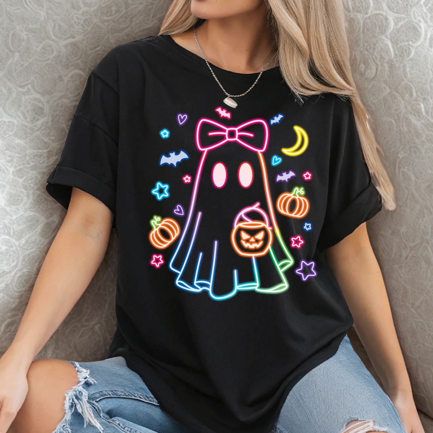 Gildan black Ghost graphic T-shirt