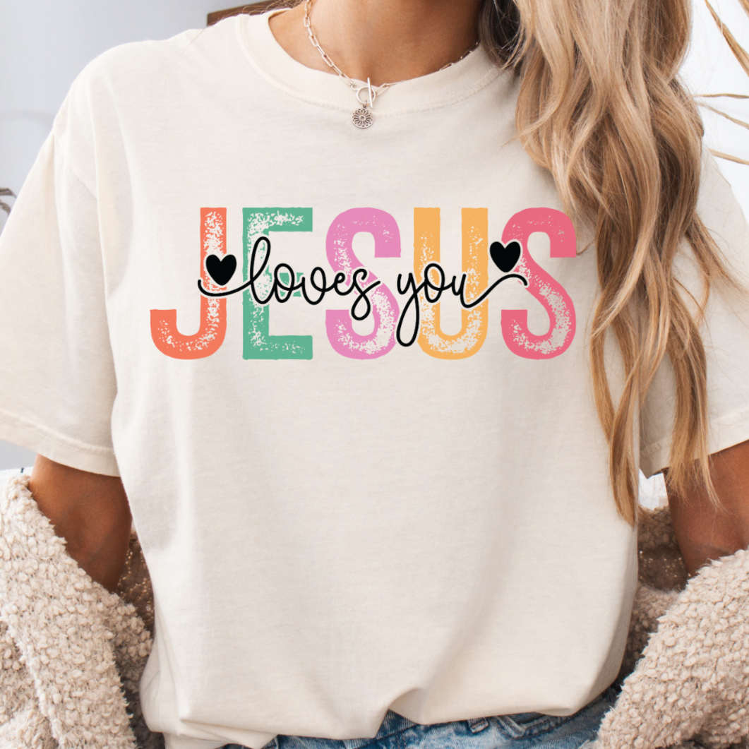 Jesus Loves You Comfort Colors Ivory Graphic T-shirt