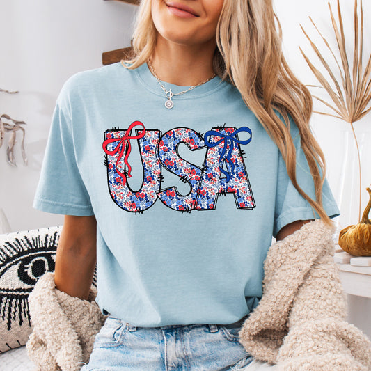Chambray Comfort Colors USA graphic T-shirt