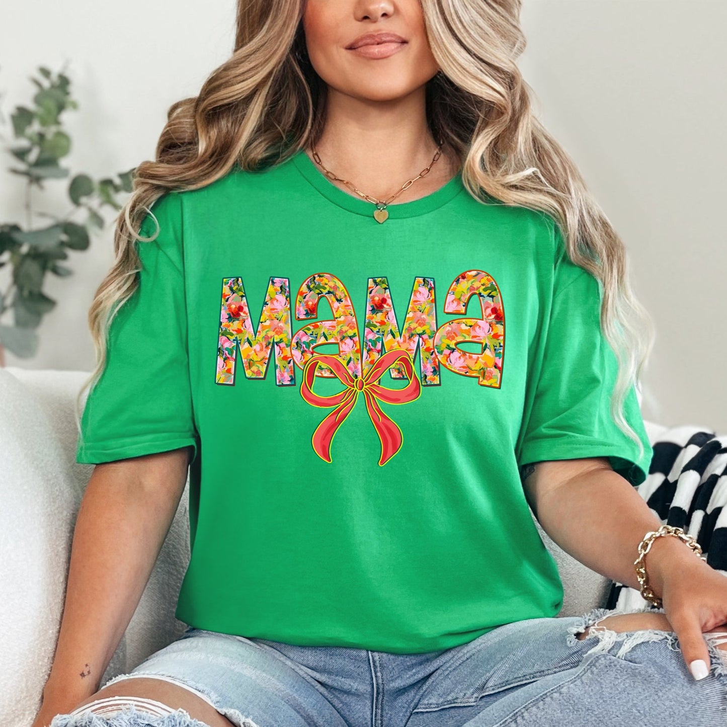 Irish Green Gildan Softstyle Mama Graphic T-shirt