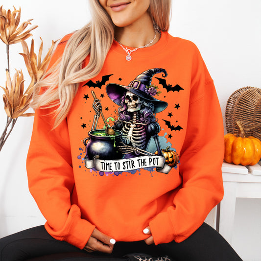 Gildan Safety orange sweatshirt Halloween graphic crewneck