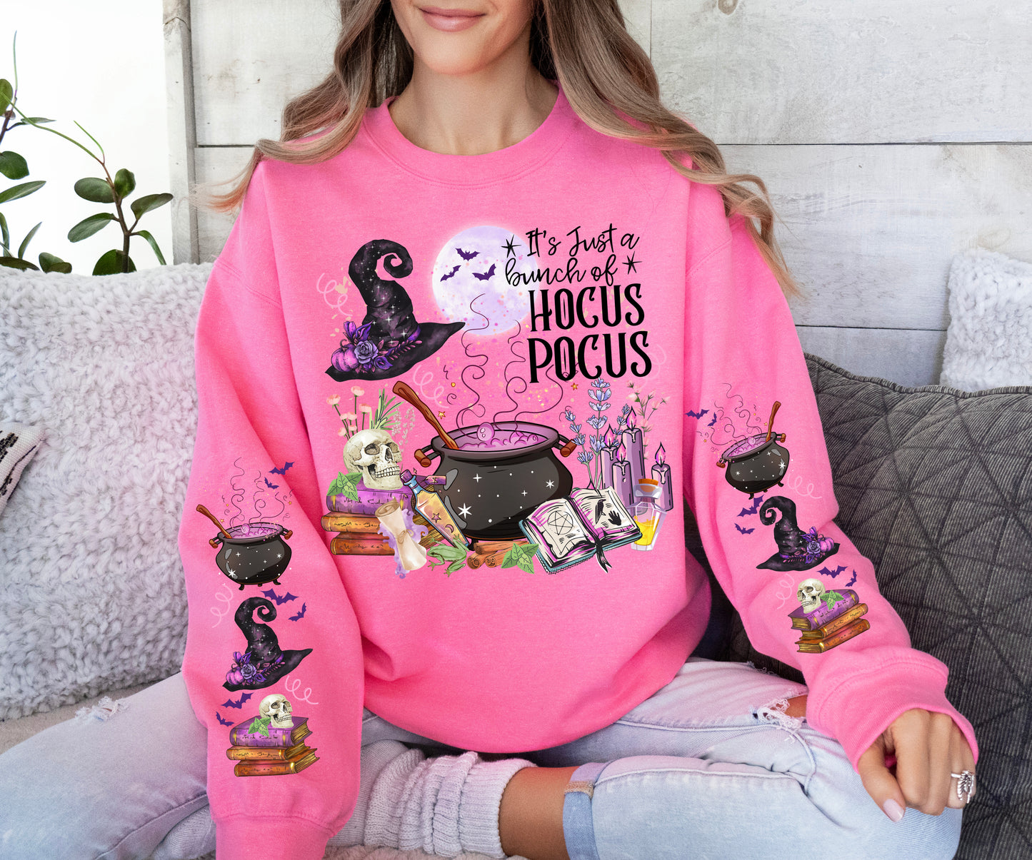 Gildan Witch Sweatshirt with sleeve and front design