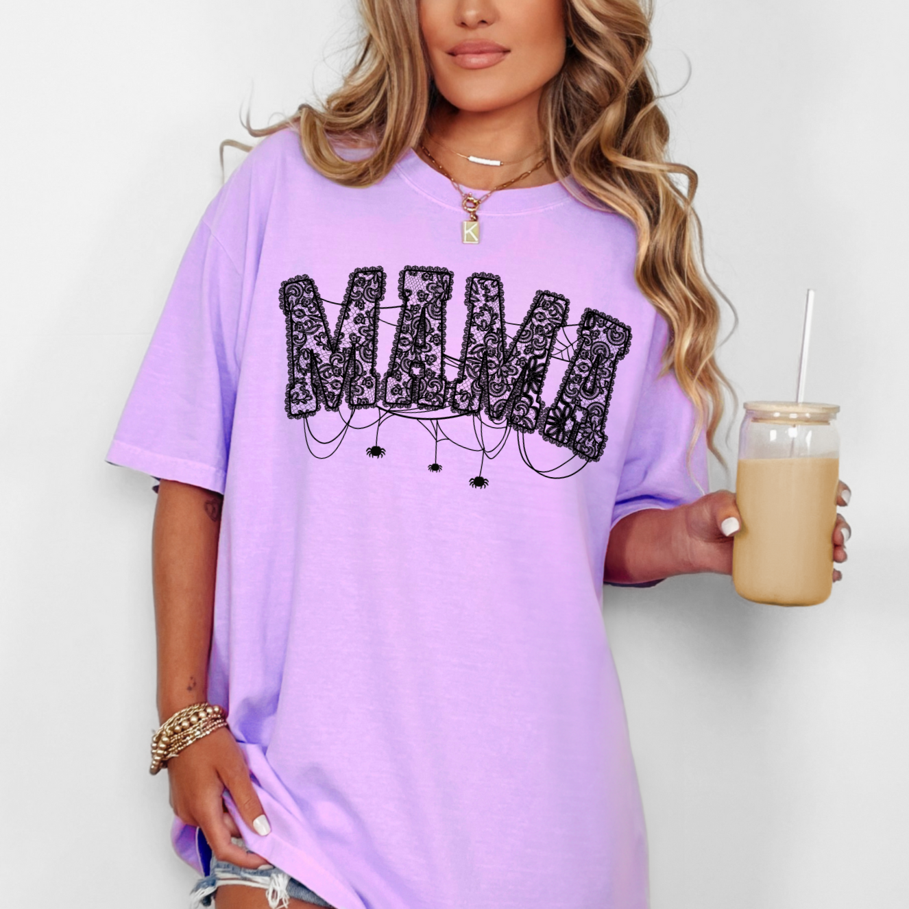 Neon Violet Mama Comfort Colors graphic Halloween T-shirt