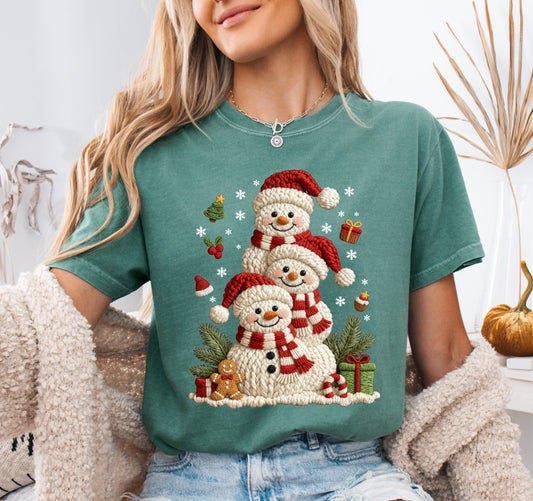 Comfort Colors Light green snowman Christmas graphic T-shirt