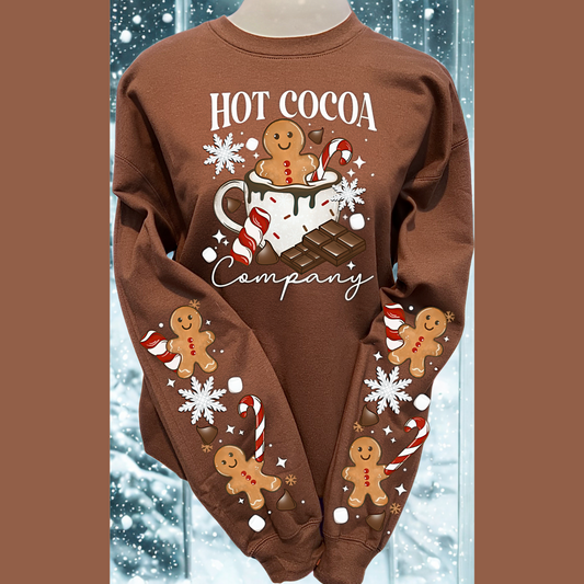 Gingerbread Gildan coco mist color graphic sweatshirt with sleeves.