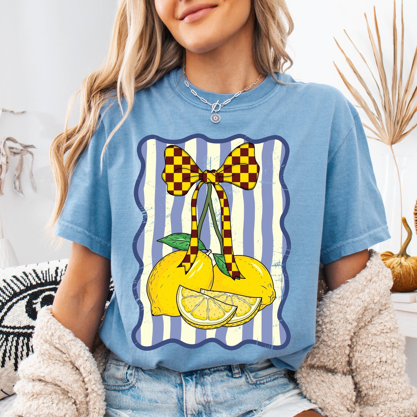 Washed Denim Comfort Colors Lemon graphic T-shirt