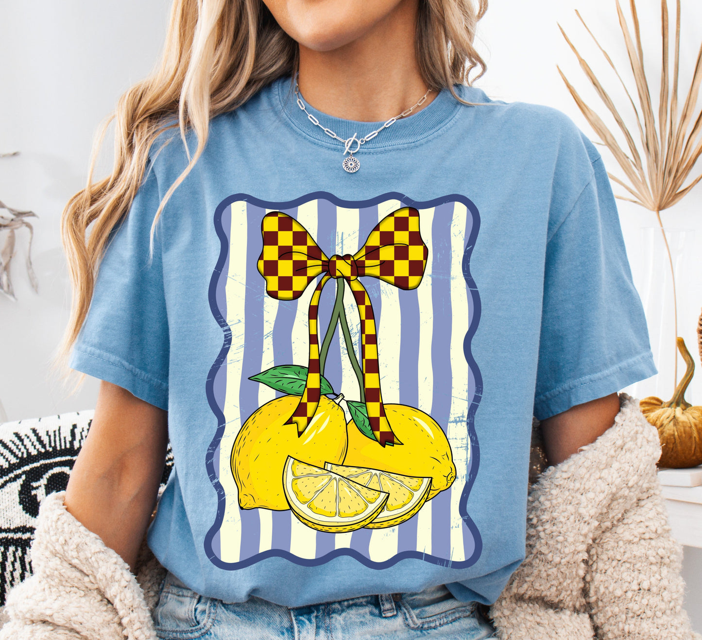 Washed Denim Comfort Colors Lemon graphic T-shirt