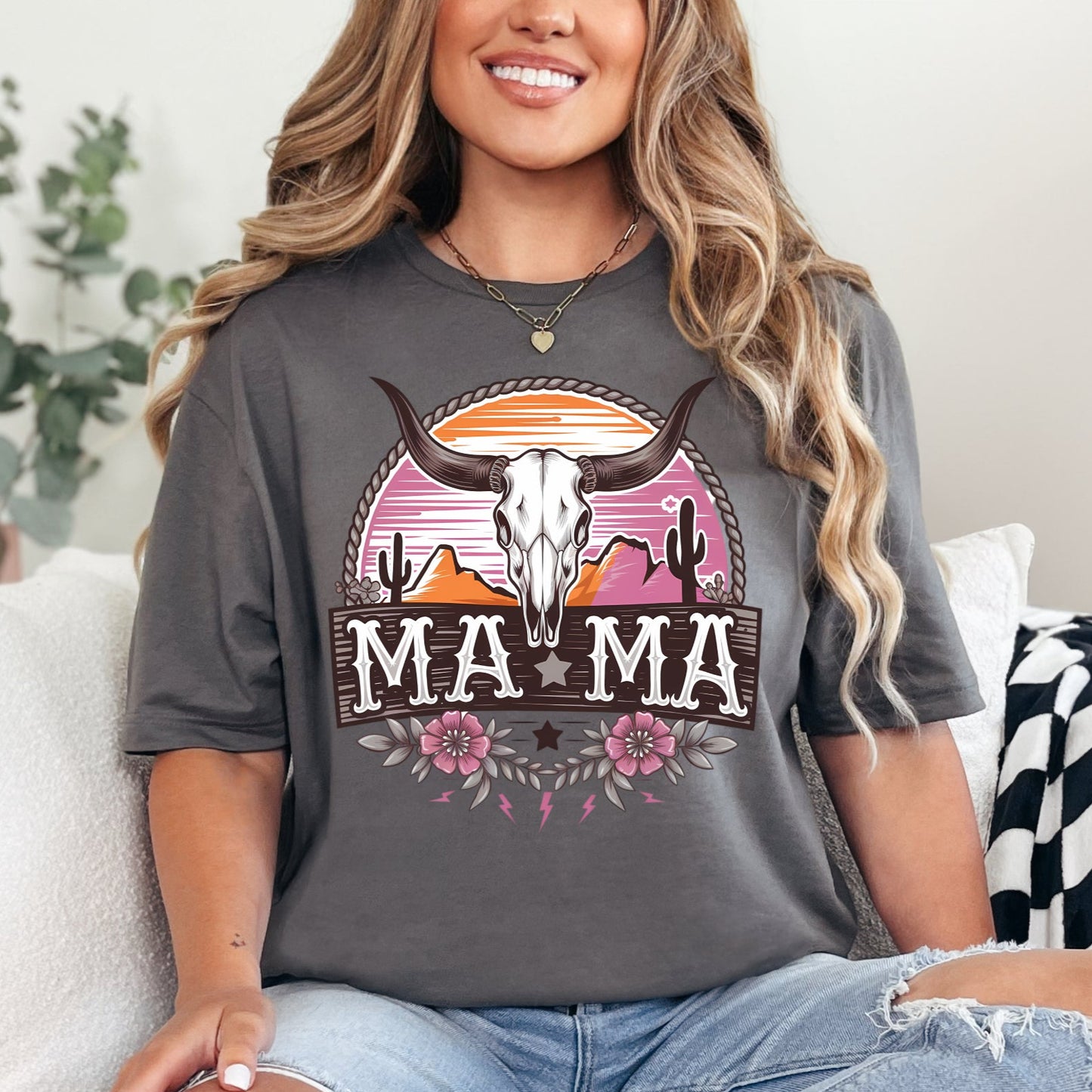 Charcoal Gildan Softstyle western mama graphic T-shirt