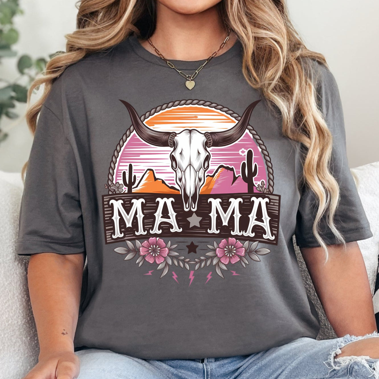 Charcoal Gildan Softstyle western mama graphic T-shirt