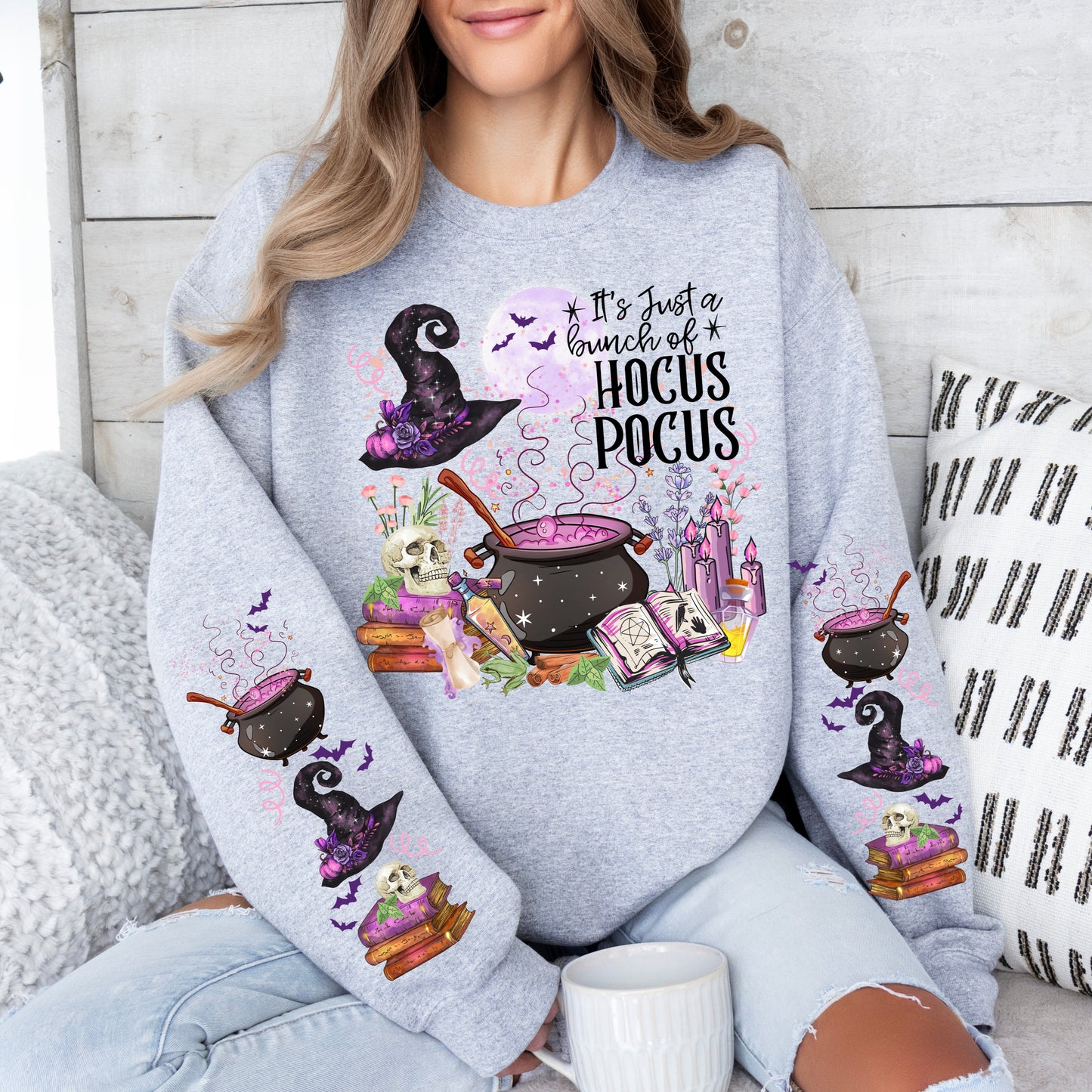 Gildan Witch Sweatshirt with sleeve and front design