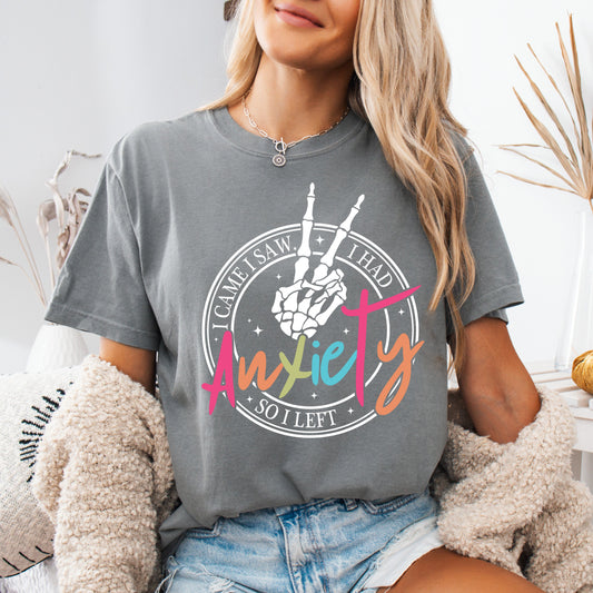 Grey Comfort Colors Anxiety Graphic T-shirt