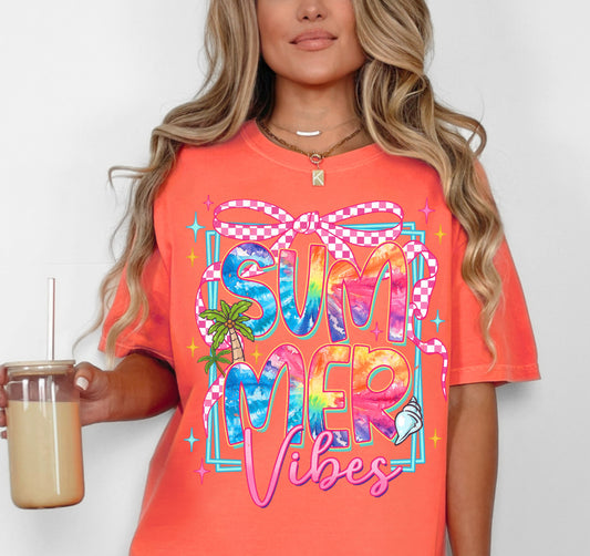 Bright Salmon Summer Vibes Comfort Colors Graphic T-shirt