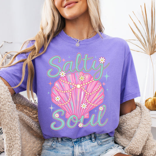 Violet Comfort Colors Salty Soul graphic T-shirt