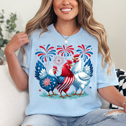 Light Blue Gildan Softstyle 4th Of July graphic T-shirt