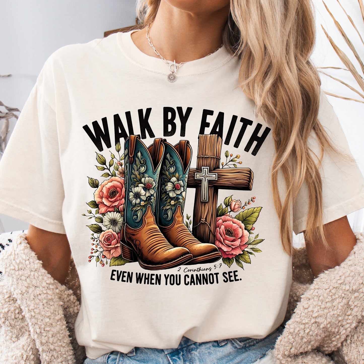 Ivory Comfort Colors Faith Graphic T-shirt